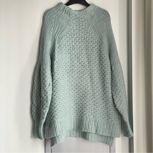 ANTHROPOLOGIE Baby Blue Mockneck Sweater with Balloon Sleeve